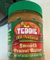 Suhkru kogus sees Teddie All Natural Smooth Peanut Butter