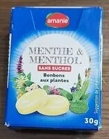 Amount of sugar in Amanie menthe et menthol sans sucre