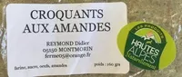 入っている砂糖の量 Croquants aux amandes