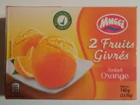 入っている砂糖の量 2 fruits givrés sorbet orange