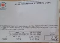 Amount of sugar in Chausson aux Pommes U X 4