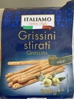 Sokerin määrä sisällä Grissini stirati Gressins olive