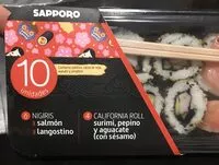 入っている砂糖の量 6 nigiris, 6 california roll