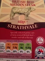 Sokerin määrä sisällä British beef sirloin steaks