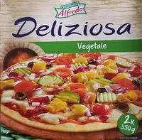 Sokerin määrä sisällä Pizza Veggie with vegetables and black olives