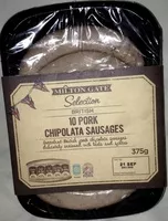 Cantidad de azúcar en 10 pork chipolata sausages