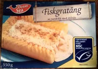 Suhkru kogus sees Ocean Sea Fiskgratäng av torskfilé med dillsås