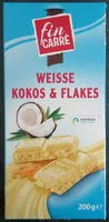 Amount of sugar in White chocolate with coconut flakes and cornflakes, coconut flakes and cornflakes