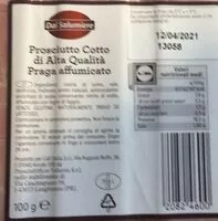Amount of sugar in Prosciutto cotto di alta qualità Praga affumicato