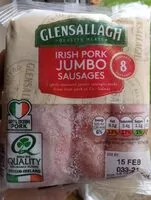 Sokerin määrä sisällä Irish Jumbo Pork Sausages