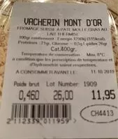 Jumlah gula yang masuk Vacherin Mont D'Or