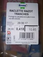 Jumlah gula yang masuk Raclette Mazot Tranches