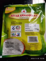 中的糖分和营养成分 Adyar annapoorna