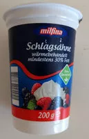 Zuckermenge drin Schlagsahne