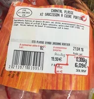 Quantité de sucre dans Deux saucissons à cuire