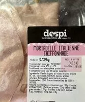 入っている砂糖の量 Mortadelle Italienne Chiffonnade