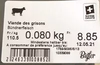 Cantidad de azúcar en Viande des grisons