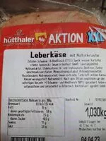Zuckermenge drin Hütthaler Leberkäse mit Naturkruste