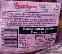 Amount of sugar in Hueso de jamón garron precortado