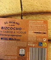 入っている砂糖の量 Bizcocho con sabor a yogur