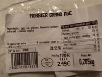Количество сахара в Morbier grans age
