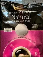 Jumlah gula yang masuk Café molido de tueste Natural en monodosis