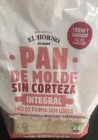 入っている砂糖の量 Pan de molde sin corteza integral