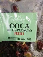 Suhkru kogus sees Coca de espinacas fresca