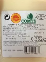 Sucre et nutriments contenus dans Comte aop