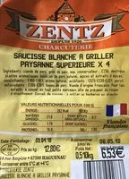 Quantité de sucre dans Saucisse blanche à griller paysanne supérieure ×4