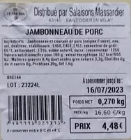 Cantidad de azúcar en Jambonneau de porc
