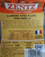 Quantité de sucre dans Saucisse de lorraine à cuire traditionnelle