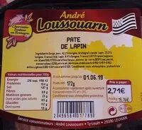 入っている砂糖の量 Paté de lapin