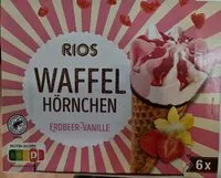 Suhkru kogus sees Waffel Hörnchen Erdbeer-Vanille