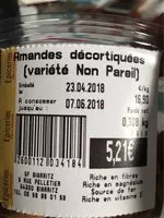Zuckermenge drin Amandes decortiquees (variete non pareil)