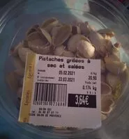 Sokerin määrä sisällä Pistaches grillées à sec et salées