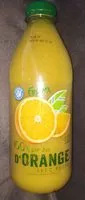 चीनी की मात्रा 100% pur jus d'Orange avec pulpe