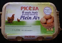 Quantité de sucre dans 6 Œufs frais Plein Air