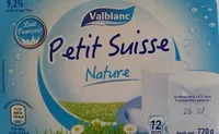 Cantidad de azúcar en Petit suisse nature Valblanc