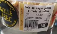 Quantité de sucre dans Noix de cajou grillées à l'huile et salées