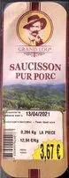 Quantité de sucre dans Saucisson pur porc