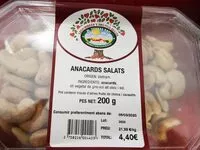 Cantidad de azúcar en Anacardos salados