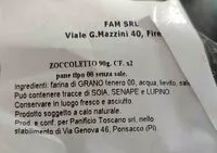 Jumlah gula yang masuk Zoccoletto (pane tipo 00 senza sale)