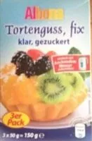 入っている砂糖の量 Albona Tortenguss, Fix Klar, Gezuckert