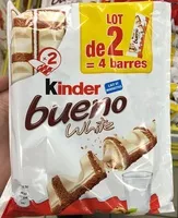 İçindeki şeker miktarı Kinder bueno white gaufrettes enrobees de chocolat blanc 2 x 2 barres
