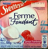 Amount of sugar in Ferme et Fondant (0 % MG, 0 % de Sucres ajoutés), Saveur Framboise (4 Pots)