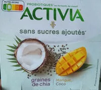 Sokerin määrä sisällä Activia graines de chia mangue coco