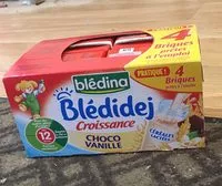 İçindeki şeker miktarı BLEDINA BLEDIDEJ Croissance Choco Vanille 4x250ml Dès 12 Mois
