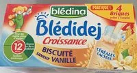 İçindeki şeker miktarı BLEDINA BLEDIDEJ Croissance Biscuité Saveur Vanille 4x250ml Dès 12 Mois