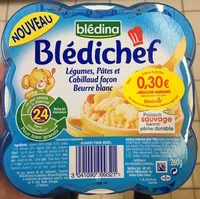 入っている砂糖の量 Blédichef Légumes, Pâtes et Cabillaud façon Beurre blanc